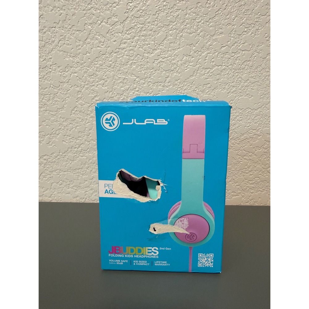JLab JBuddies 2nd Gen Folding Kids Headphones Pink Teal Volume Safe 85dB Wired